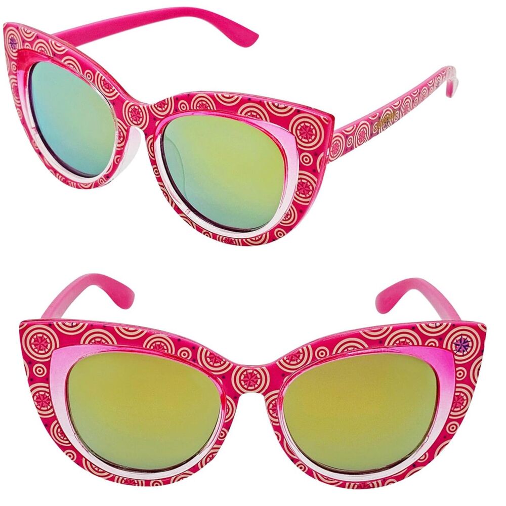 Harry Potter Luna Lovegood Girls Pink Cat Eye Sunglasses Mirrored Green Lenses